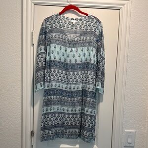 Beautiful JJill sheer multicolor tunic three-quarter sleeves